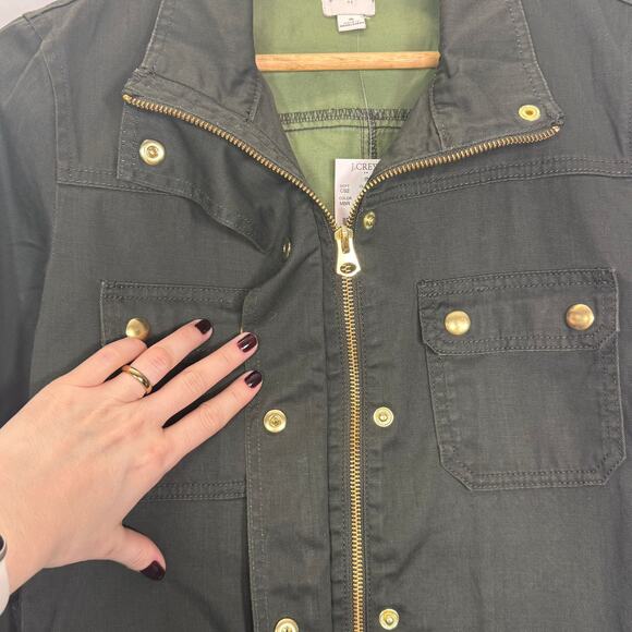 NWT J.Crew Womens Field Jacket Army Green Resin Coated Utility Streetwear Sz S - Picture 7 of 9